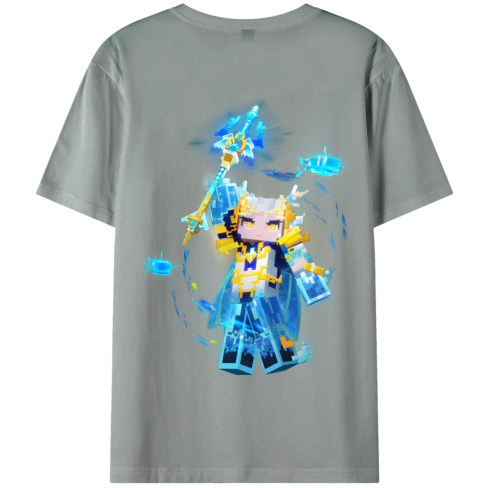 （画像用） マインクラフト ブロックの世界 Minecraft MC Block world 綿100％ メンズ半袖Tシャツ（バックプリント） 通気性